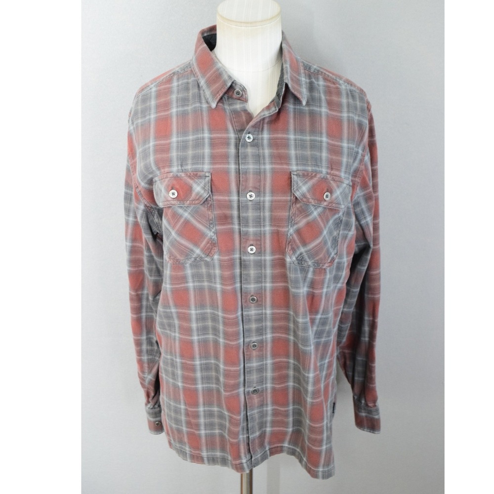 Kuhl Dillingr Shirt Medium Red Gray Plaid Cotton Tencel Long Sleeve Mens Button